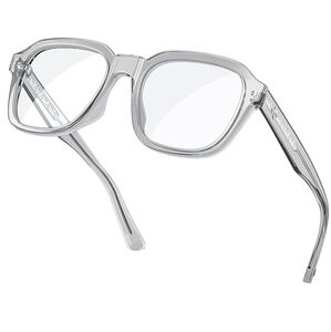 Oversized Square Blue Light Blocking Glasses Computer Gray Frame Eyewear